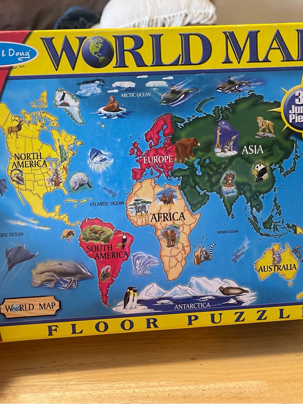 Melissa And Doug World Map Jumbo Floor Puzzle 33pc 2x3 Feet